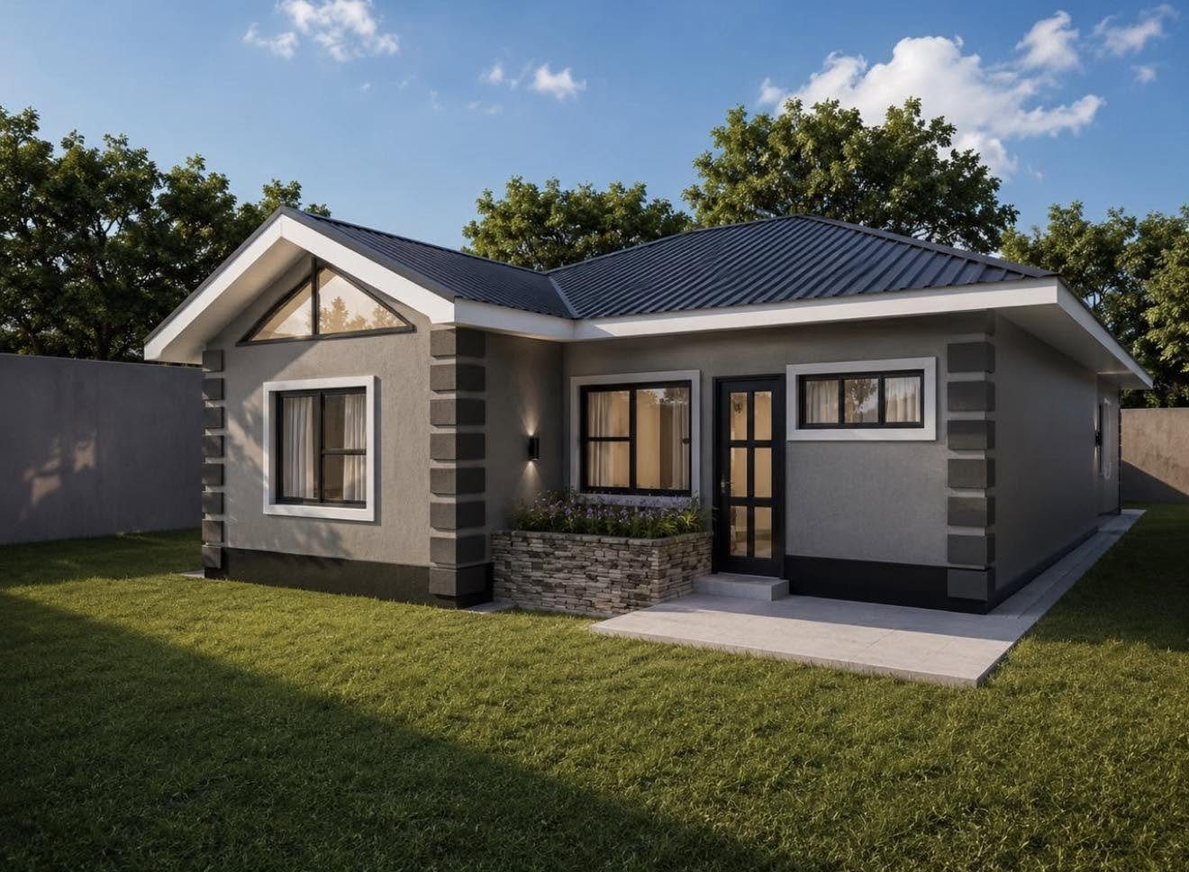 The Highveld Classic: single-storey home with quoin detailing and stone planter