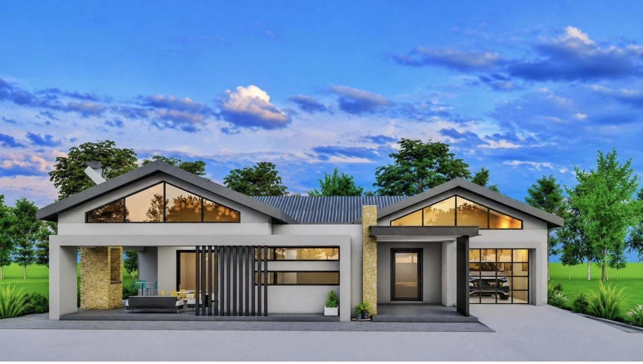The Modern Gable: raked gables with clerestory glass and stone feature walls